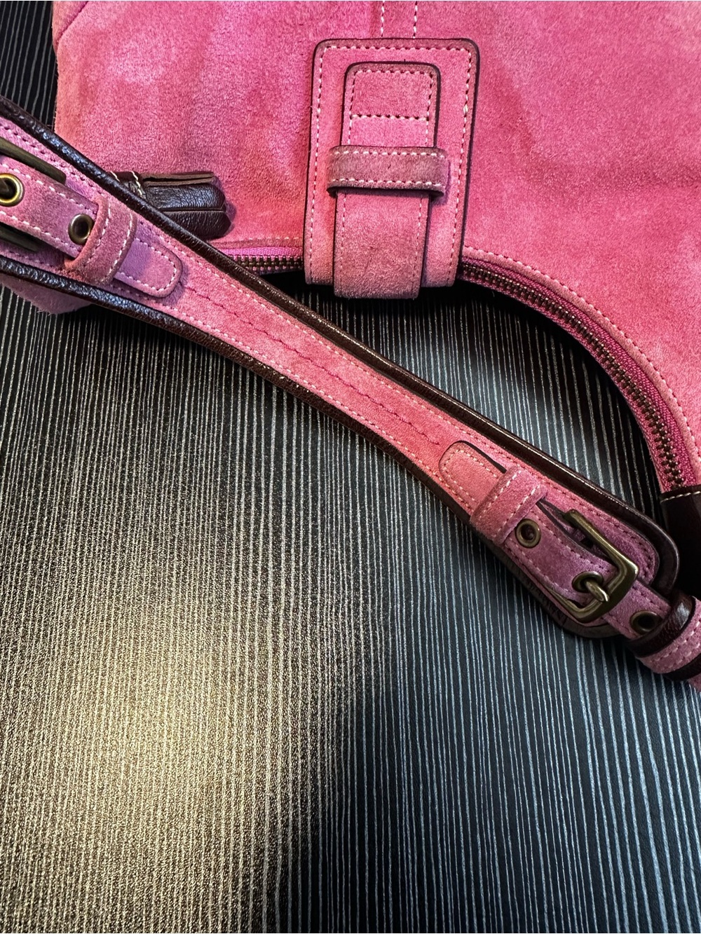Vintage COACH Pink Hamilton Suede Flap Soho Shoulder Bag 7471 - Picture 12 of 16